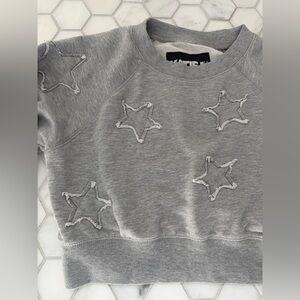 Girls Katie J NYC Gray Star Crop Crew Sweatshirt